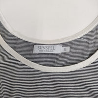 SUNSPEL 英国製 サイズS ボーダー タンクトップ グレー ホワイト レディース サンスペル【中古】5-0809S♪