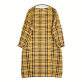 fog linen work リネン チェック ワンピース イエロー チャコールグレー レディース フォグリネンワーク【中古】5-0819M♪