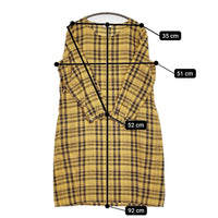 fog linen work リネン チェック ワンピース イエロー チャコールグレー レディース フォグリネンワーク【中古】5-0819M♪