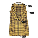 fog linen work リネン チェック ワンピース イエロー チャコールグレー レディース フォグリネンワーク【中古】5-0819M♪