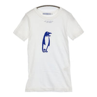 R&D.M.Co- ペンギン柄 サイズM チュニック ロング 半袖Ｔシャツ カットソー ホワイト レディース オールドマンズテーラー【中古】5-0809S♪