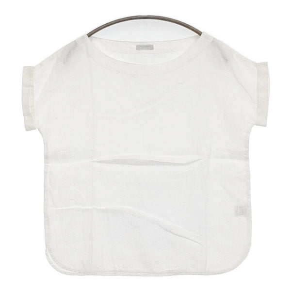 fog linen work リネン フレンチスリーブ ブラウス シャツ ホワイト レディース フォグリネンワーク【中古】5-0809S♪