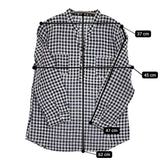 SATIN BOWERVIRD リネン ギンガムチェック プルオーバー 日本製 ブラウス ネイビー ホワイト レディース サテンバウアゥバード【中古】5-0822M♪