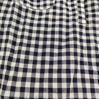 SATIN BOWERVIRD リネン ギンガムチェック プルオーバー 日本製 ブラウス ネイビー ホワイト レディース サテンバウアゥバード【中古】5-0822M♪