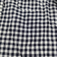 SATIN BOWERVIRD リネン ギンガムチェック プルオーバー 日本製 ブラウス ネイビー ホワイト レディース サテンバウアゥバード【中古】5-0822M♪