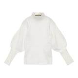 Spick and Span Noble バルーンスリーブニット 定価14300円 ハイネック 23SS ホワイト レディース スピック＆スパン ノーブル【中古】5-0815M♪