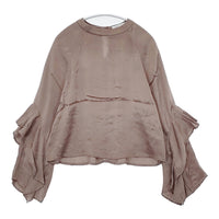 NOBLE 22051240910040 袖フリルブラウス 定価16500円 シワ加工 ブラウス シャツ ピンクベージュ レディース ノーブル【中古】5-1007T△