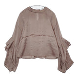 NOBLE 22051240910040 袖フリルブラウス 定価16500円 シワ加工 ブラウス シャツ ピンクベージュ レディース ノーブル【中古】5-1007T△