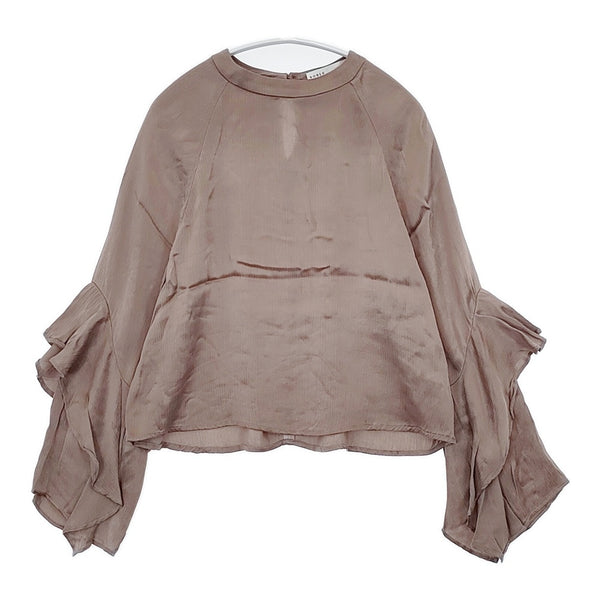 NOBLE 22051240910040 袖フリルブラウス 定価16500円 シワ加工 ブラウス シャツ ピンクベージュ レディース ノーブル【中古】5-1007T△