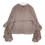 NOBLE 22051240910040 袖フリルブラウス 定価16500円 シワ加工 ブラウス シャツ ピンクベージュ レディース ノーブル【中古】5-1007T△