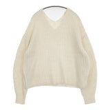 GALLARDAGALANTE 新品 ベビーアルパカニット Vネック オーバーサイズ 定価36300円 ホワイト レディース ガリャルダガランテ【中古】5-1022T♪