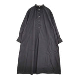 gungendo 里山パレット 24501502 コットン シャツワンピ ギャザー ワンピース ブラック レディース 群言堂【中古】5-1031M♪