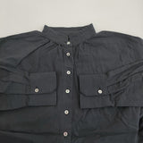 gungendo 里山パレット 24501502 コットン シャツワンピ ギャザー ワンピース ブラック レディース 群言堂【中古】5-1031M♪