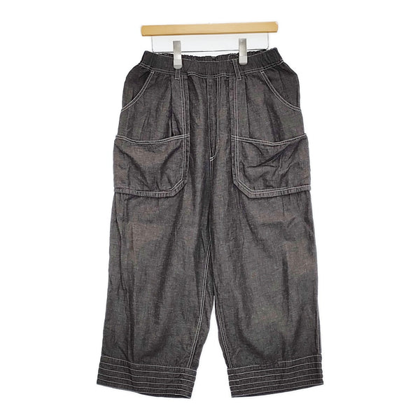 ESTROISLOSE ライトオンス綿麻デニムパンツ 定価17300円 EB25203 イージーワイド パンツ ブラック レディース エストゥロワルーズ【中古】5-0815M♪