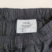 tumugu 6.3ozデニムダンガリー フル丈パンツ TB25207 定価21780円 イージーワイド デニムパンツ 25SS ネイビー レディース ツムグ【中古】5-0815M♪