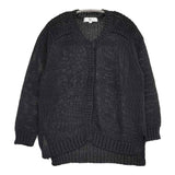 Harriss リネンニット クルーネック サイズ36 スナップボタン カーディガン ブラック レディース ハリス【中古】5-0819M♪
