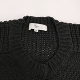 Harriss リネンニット クルーネック サイズ36 スナップボタン カーディガン ブラック レディース ハリス【中古】5-0819M♪