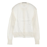 Brahmin リネンニット バックシャツ B92117 サイズ38 切替 異素材 クルーネック カーディガン ホワイト レディース ブラーミン【中古】5-0819M♪