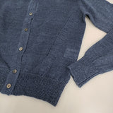 Brahmin リネンニット バックシャツ B92117 サイズ38 切替 異素材 クルーネック カーディガン ネイビー レディース ブラーミン【中古】5-0819M♪