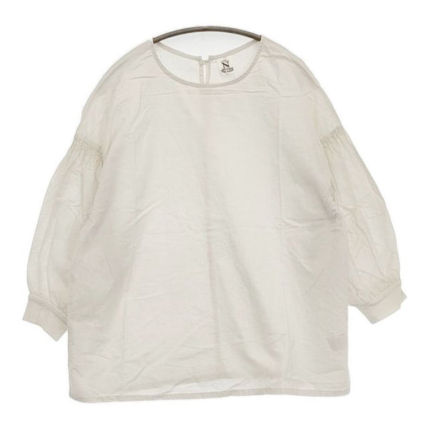 RNA シャーリングブラウス 定価7920円 B-2642 コットンリネン ブラウス シャツ ライトベージュ レディース アールエヌエー【中古】5-1016M∞