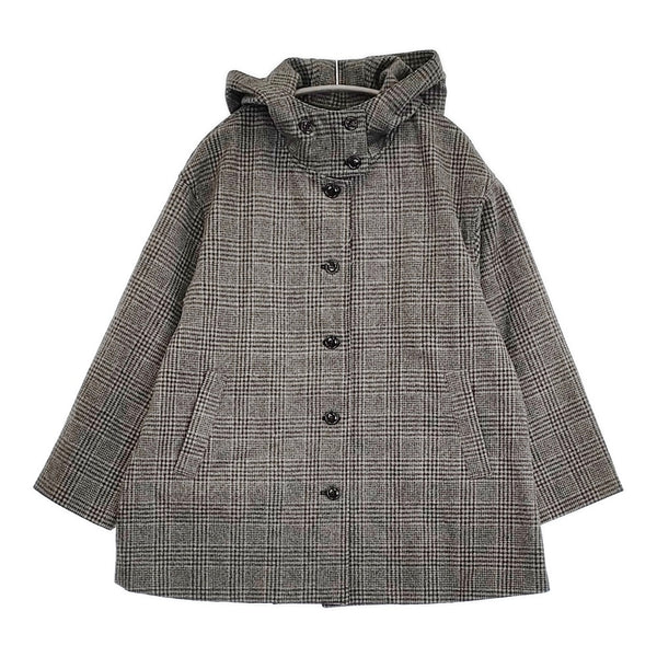nest Robe グレンチェック フード 01143-2104 ショート丈 コート グレー ブラック レディース ネストローブ【中古】5-1108T♪