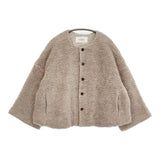 nest Robe ウールボアノーカラージャケット 01223-1035 ノーカラージャケット ベージュ レディース ネストローブ【中古】5-1108T♪