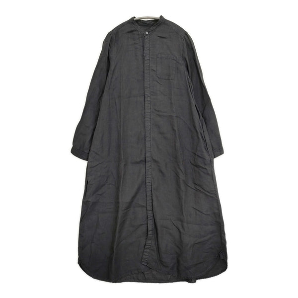 nest Robe 01161-1086-2 リネン バンドカラー シャツ ワンピース ブラック レディース ネストローブ【中古】5-0819M♪