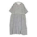 nest Robe アリゾナコトンボーダーワンピース 01221-1015-1 ギャザー ワンピース ホワイト ネイビー レディース ネストローブ【中古】5-0819S♪