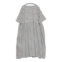 nest Robe アリゾナコトンボーダーワンピース 01221-1015-1 ギャザー ワンピース ホワイト ネイビー レディース ネストローブ【中古】5-0819S♪