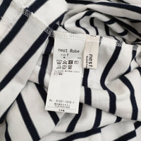 nest Robe アリゾナコトンボーダーワンピース 01221-1015-1 ギャザー ワンピース ホワイト ネイビー レディース ネストローブ【中古】5-0819S♪