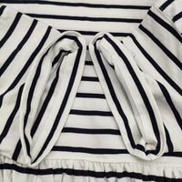 nest Robe アリゾナコトンボーダーワンピース 01221-1015-1 ギャザー ワンピース ホワイト ネイビー レディース ネストローブ【中古】5-0819S♪