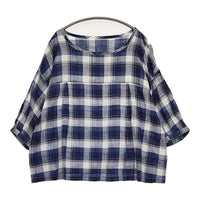 Bisque by nest Robe 03142-3258 コットン チェック ブラウス シャツ ネイビー ホワイト レディース ビスク バイ ネストローブ【中古】5-0819M♪
