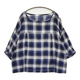 Bisque by nest Robe 03142-3258 コットン チェック ブラウス シャツ ネイビー ホワイト レディース ビスク バイ ネストローブ【中古】5-0819M♪