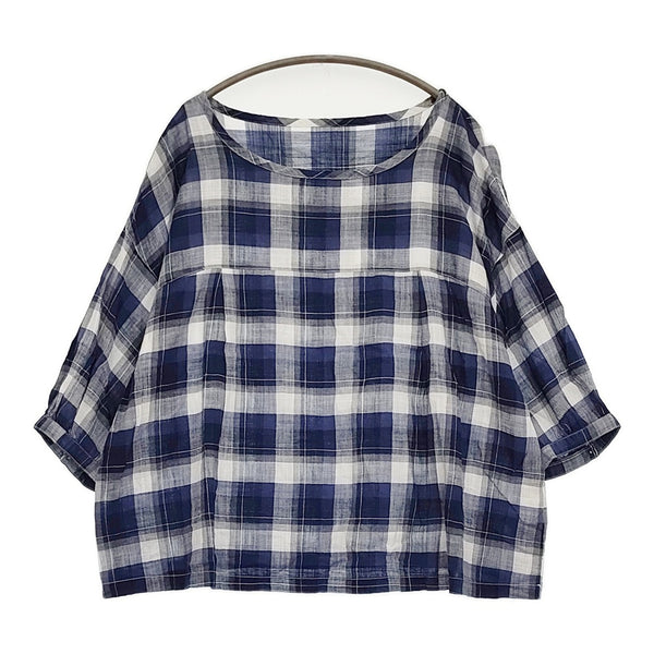 Bisque by nest Robe 03142-3258 コットン チェック ブラウス シャツ ネイビー ホワイト レディース ビスク バイ ネストローブ【中古】5-0819M♪