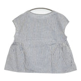 nest Robe 01172-1175 コットンリネン サイドギャザー ストライプ ブラウス シャツ ホワイト ブルー レディース ネストローブ【中古】5-0819S♪