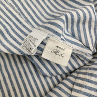 nest Robe 01172-1175 コットンリネン サイドギャザー ストライプ ブラウス シャツ ホワイト ブルー レディース ネストローブ【中古】5-0819S♪