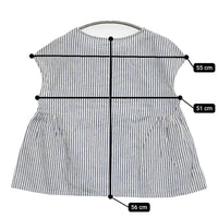 nest Robe 01172-1175 コットンリネン サイドギャザー ストライプ ブラウス シャツ ホワイト ブルー レディース ネストローブ【中古】5-0819S♪
