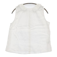nest Robe 襟レース 01162-1047 ノースリーブ リネン ブラウス シャツ ホワイト レディース ネストローブ【中古】5-0819S♪