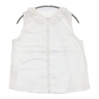 nest Robe 襟レース 01162-1047 ノースリーブ リネン ブラウス シャツ ホワイト レディース ネストローブ【中古】5-0819S♪
