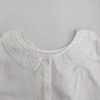 nest Robe 襟レース 01162-1047 ノースリーブ リネン ブラウス シャツ ホワイト レディース ネストローブ【中古】5-0819S♪
