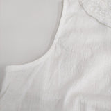 nest Robe 襟レース 01162-1047 ノースリーブ リネン ブラウス シャツ ホワイト レディース ネストローブ【中古】5-0819S♪