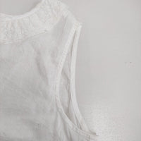 nest Robe 襟レース 01162-1047 ノースリーブ リネン ブラウス シャツ ホワイト レディース ネストローブ【中古】5-0819S♪