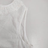 nest Robe 襟レース 01162-1047 ノースリーブ リネン ブラウス シャツ ホワイト レディース ネストローブ【中古】5-0819S♪