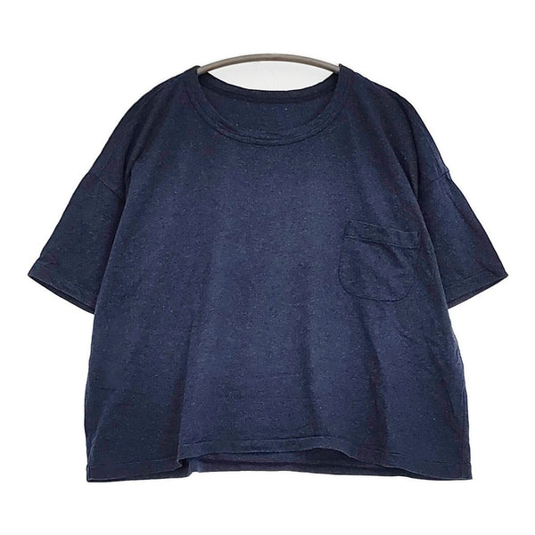 nest Robe ワイド 短丈 01152-1214 ポケット付き 無地 半袖Ｔシャツ カットソー ネイビー レディース ネストローブ【中古】5-0819S♪