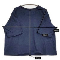 nest Robe ワイド 短丈 01152-1214 ポケット付き 無地 半袖Ｔシャツ カットソー ネイビー レディース ネストローブ【中古】5-0819S♪