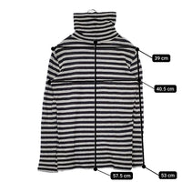 nest Robe 01153-2152 コットンウール ボーダー ハイネック 日本製 カットソー ネイビー ライトグレー レディース ネストローブ【中古】5-1007T△