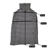 nest Robe 01153-2152 コットンウール ボーダー ハイネック 日本製 カットソー ネイビー ライトグレー レディース ネストローブ【中古】5-1007T△