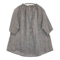 nest Robe 先染めリネンフリルカラーブラウス 01202-1501 ブラウス シャツ ブルー ベージュ レディース ネストローブ【中古】5-0819S♪
