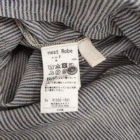 nest Robe 先染めリネンフリルカラーブラウス 01202-1501 ブラウス シャツ ブルー ベージュ レディース ネストローブ【中古】5-0819S♪