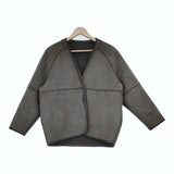 PASSIONE ノーカラー リバーシブル ボア スエード サイズ38 ジャケット グレー レディース パシオーネ【中古】5-1024A◆